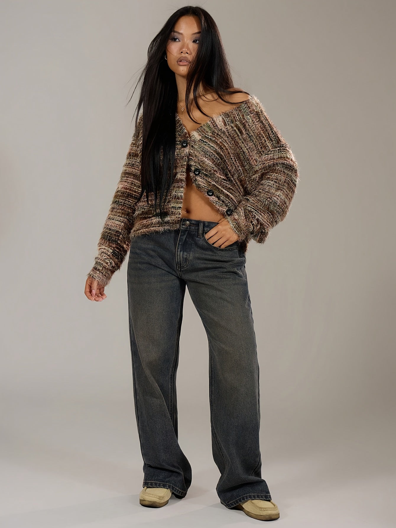 MUSERA OVERSIZED TEXTURED CARDIGAN