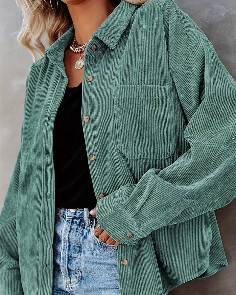 CozyCord™ | Oversized Corduroy Button-Down Shirt