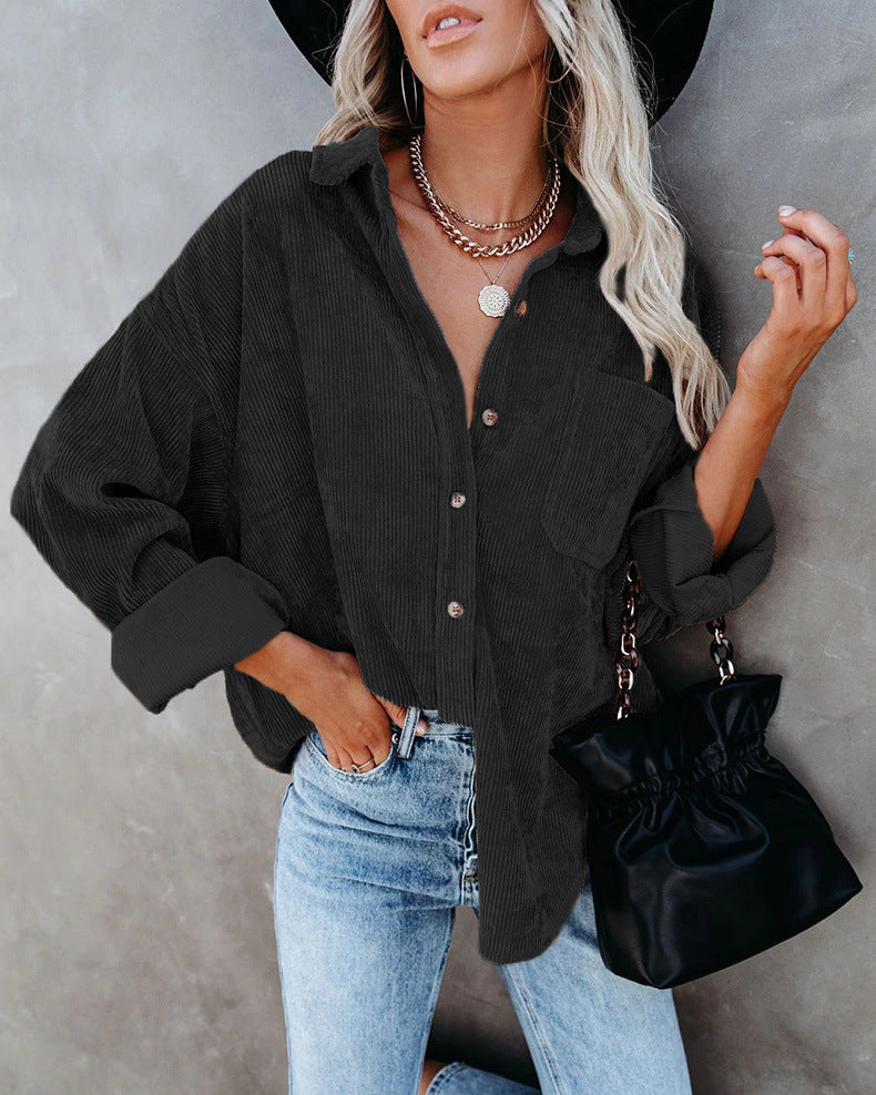CozyCord™ | Oversized Corduroy Button-Down Shirt