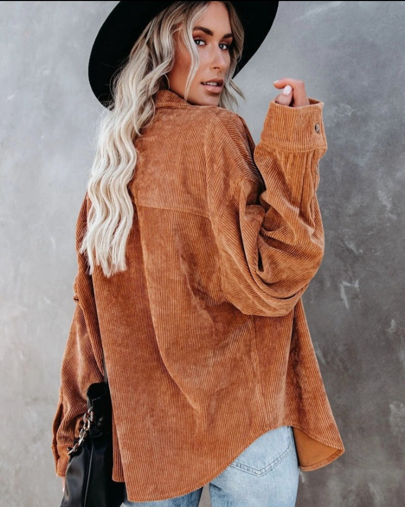 CozyCord™ | Oversized Corduroy Button-Down Shirt