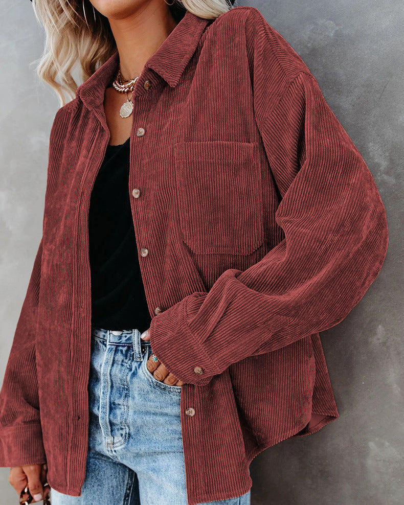 CozyCord™ | Oversized Corduroy Button-Down Shirt