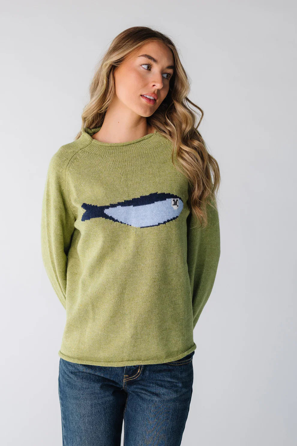 Olive Knit Fisherman Sweater
