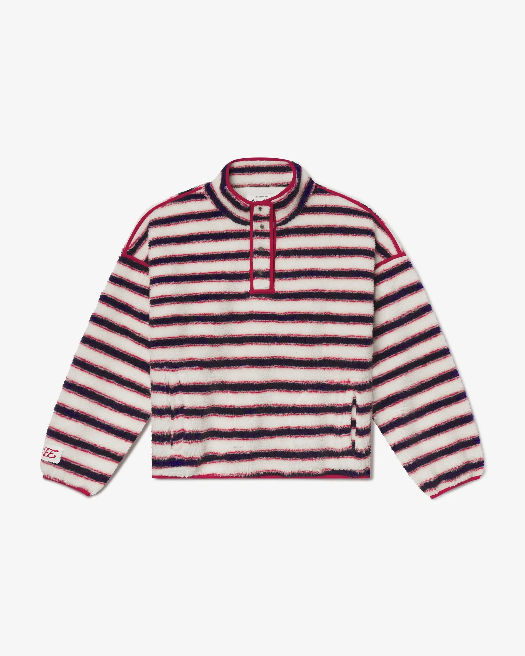 STRIPED FLEECE PULLOVER