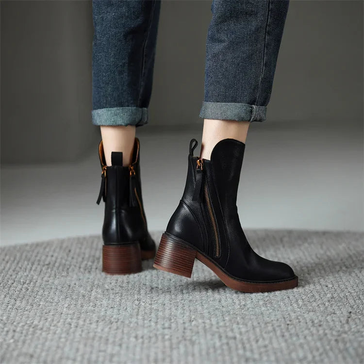 SAVANNAH - STYLISH COMFORT LEATHER ANKLE BOOTS