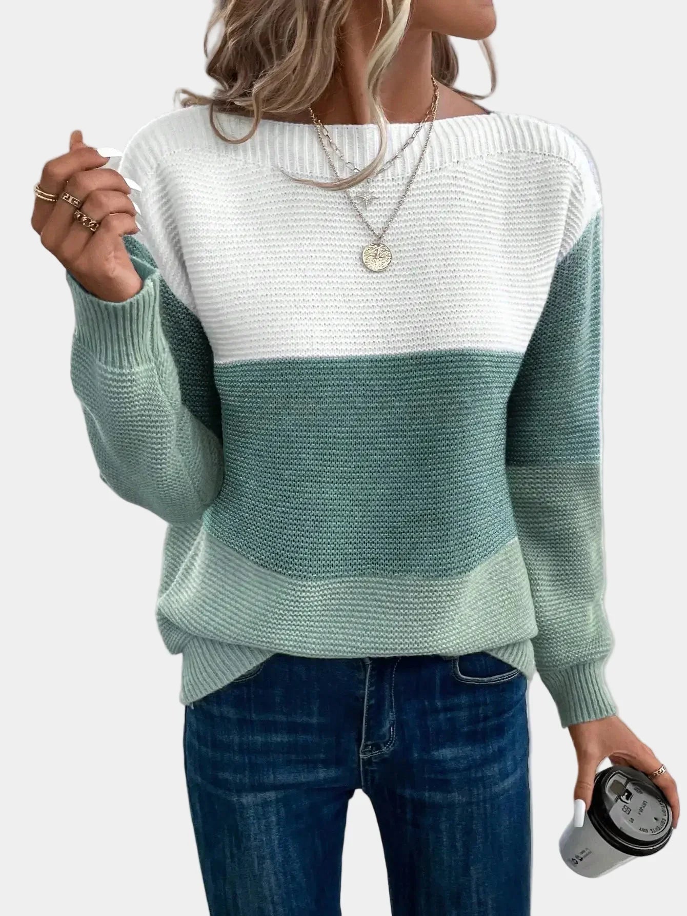CYRALINE - STYLISH OMBRE KNIT SWEATER