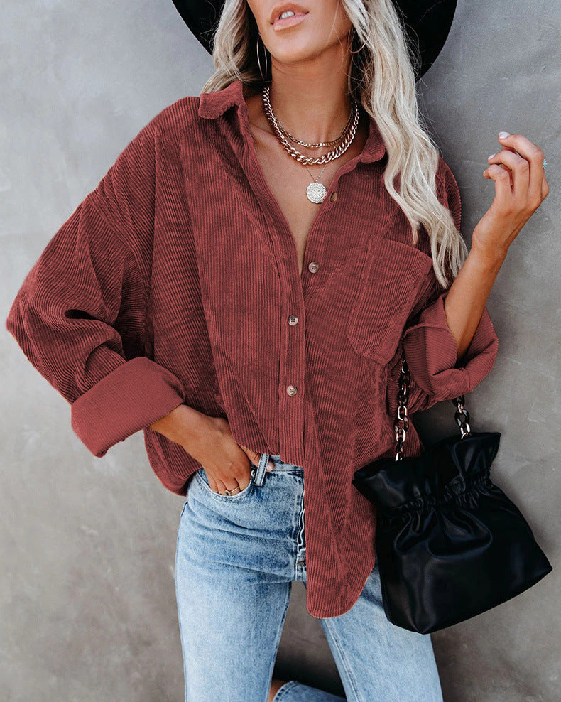 CozyCord™ | Oversized Corduroy Button-Down Shirt