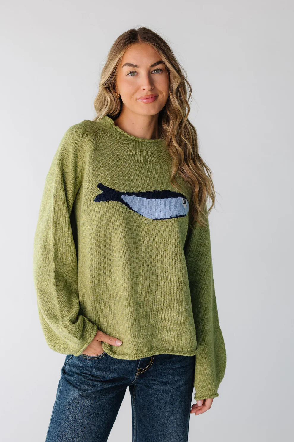 Olive Knit Fisherman Sweater