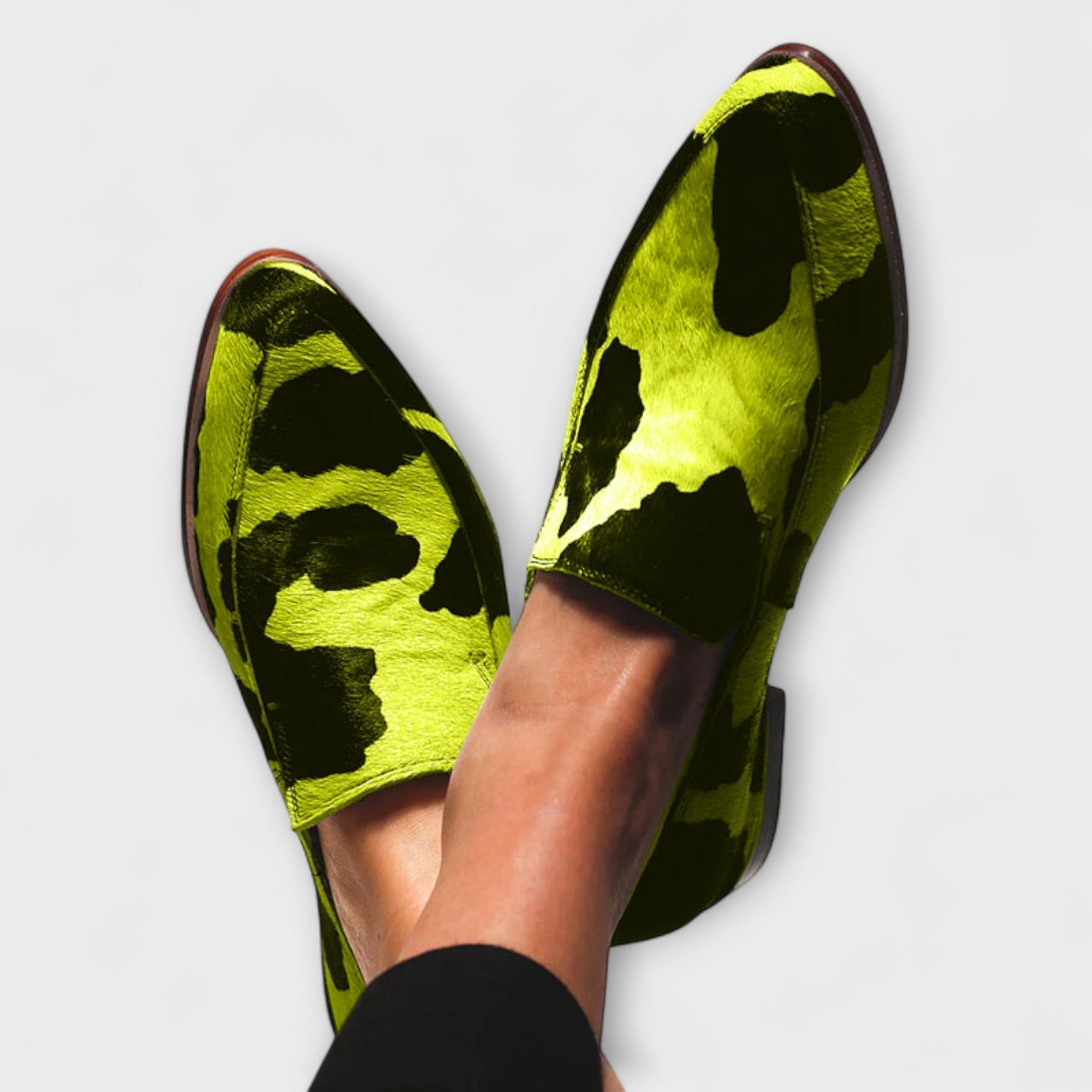 PALOMA – COW PRINT SUEDE LOAFERS